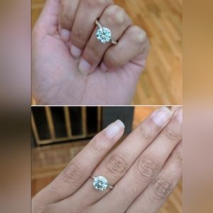 1.6 ct Ice Blue White Moissanite Engagement Ring